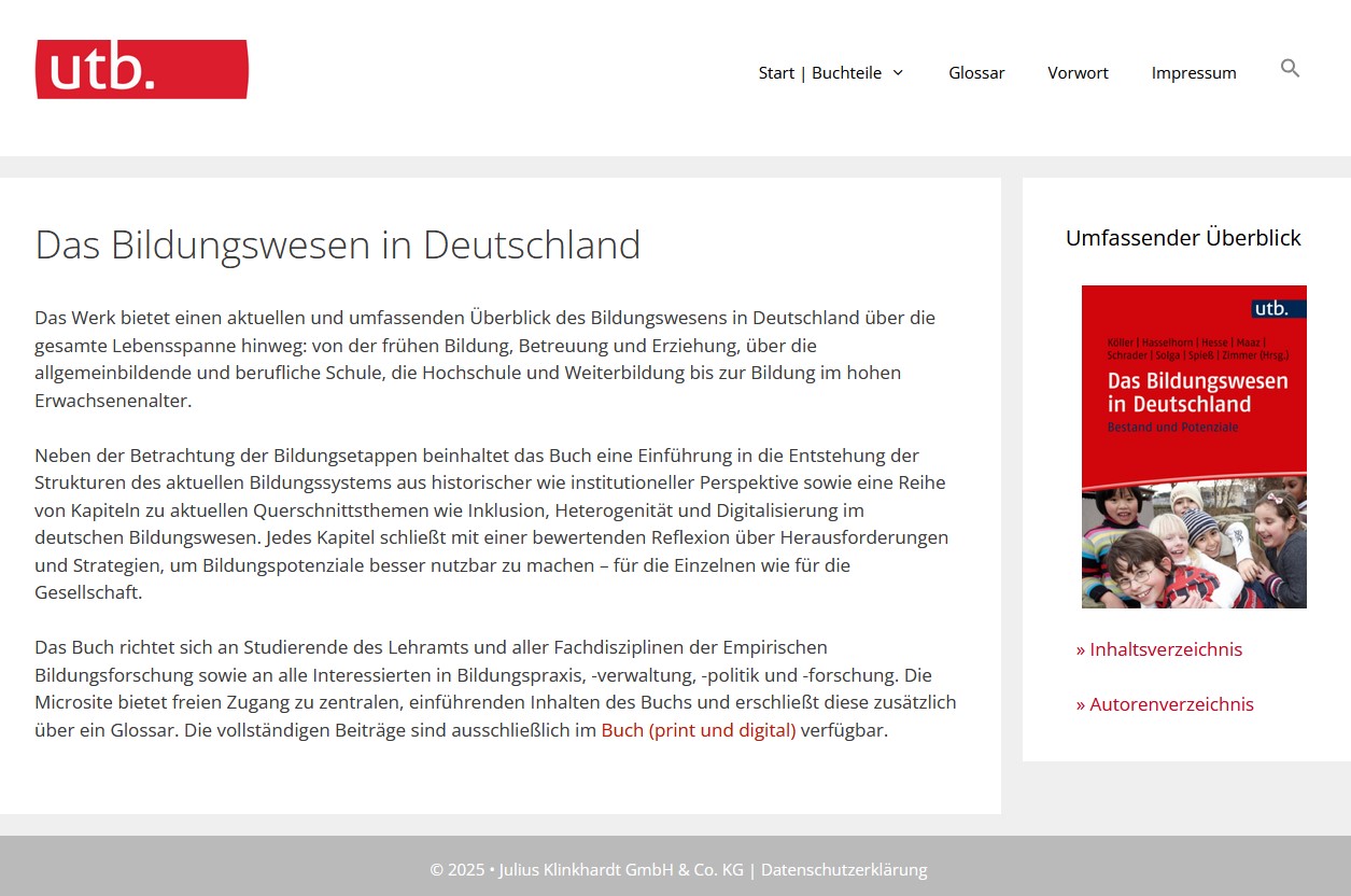 Screenshot Website Bildungswesen in Deutschland